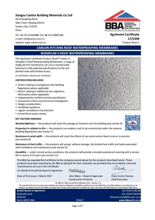 Certificat BBA de Canon