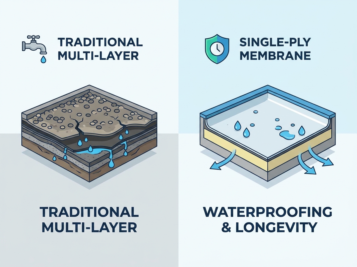 Structure de membrane de toiture monocouche pour l'&eacute;tanch&eacute;it&eacute; des toits plats